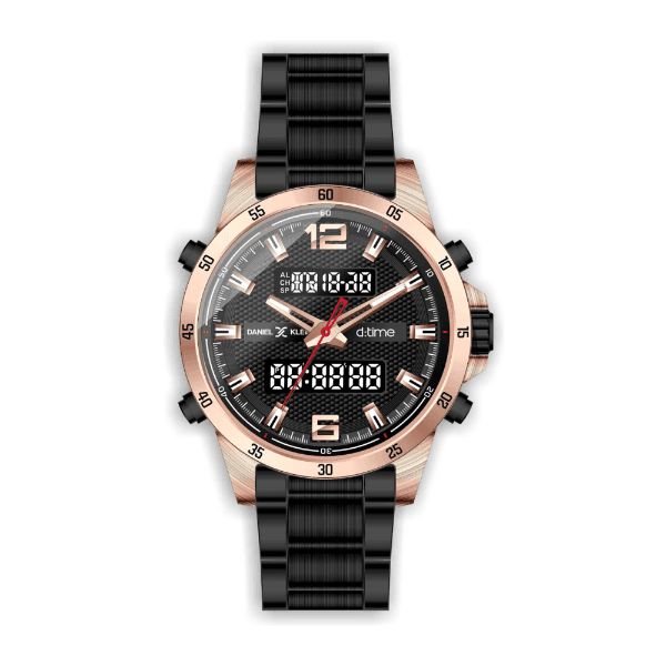 Relógio Digital Masculino Daniel Klein D:Time Dk.1.12408-5 Rosa Ouro e Preto