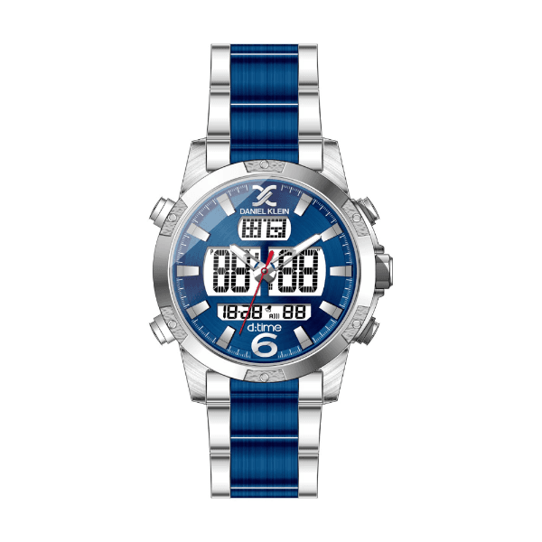 Relógio Digital Masculino Daniel Klein D:Time Dk.1.12437-3 Prata e Azul