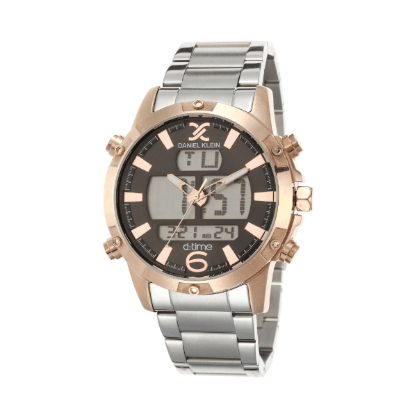 Relógio Digital Masculino Daniel Klein Dk.1.12437-5 Prata e Rosa Ouro