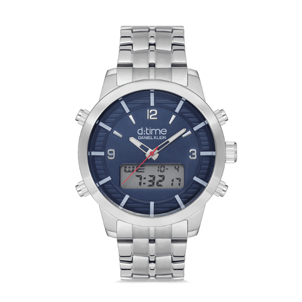 Relógio Digital Masculino Daniel Klein D:Time Dk.1.12641-3 Azul/Prata