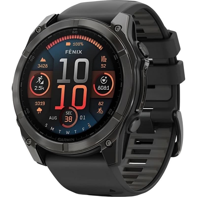 Relógio GPS Garmin Fenix 8 5MM Amoled Sapphire - Carbon Gray Dlc Titanium/Black Pebble Gray