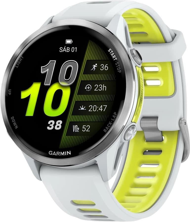 Relógio GPS Garmin Forerunner 970 Titanium Whitestone/Yellow