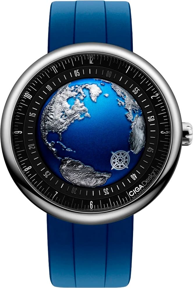 Relógio Masculino Ciga Design U034-Su01-6U U Series Blue Planet Ii Atlantic Stainless Steel