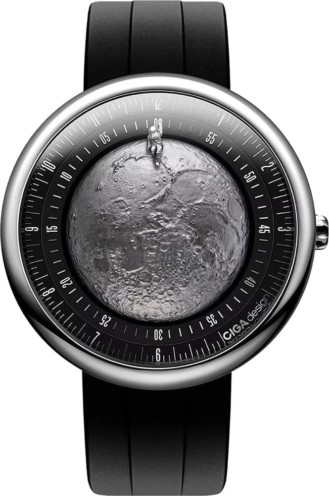 Relógio Masculino Ciga Design Moon Walker Edition Prateado/Preto