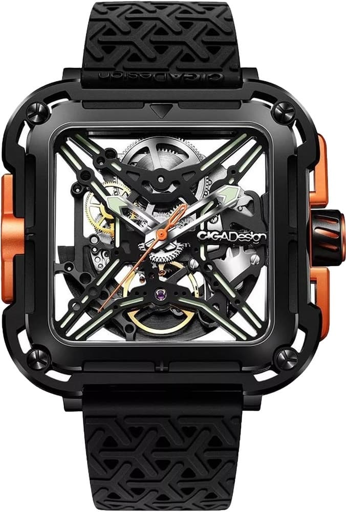 Relógio Masculino Ciga Design X011-Blog-W5BK Skeleton Automático EDGE-Gorilla Orange