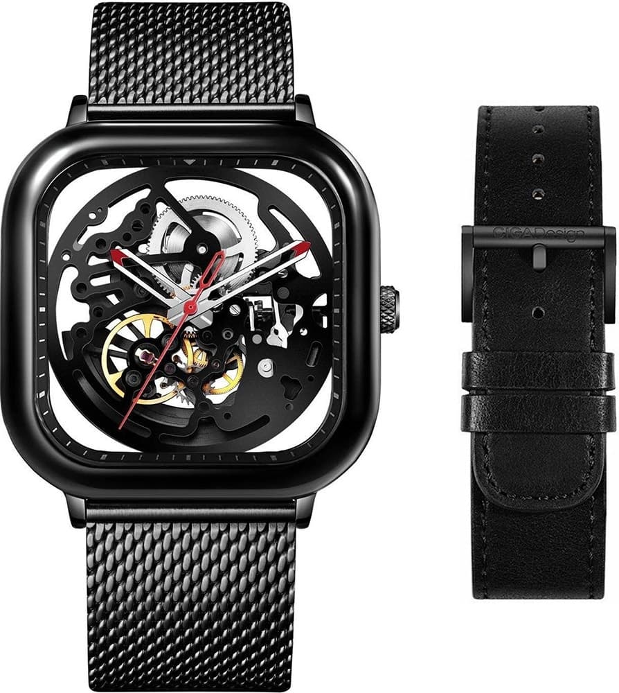 Relógio Masculino Ciga Design Z011-Blbl-W13 Skeleton Mechanical Watch Full Hollow Black
