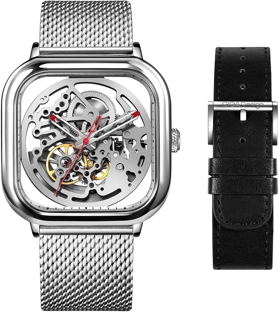Relógio Mecânico Ciga Design Z011-Sisi-W13 Skeleton Full Hollow Prateado