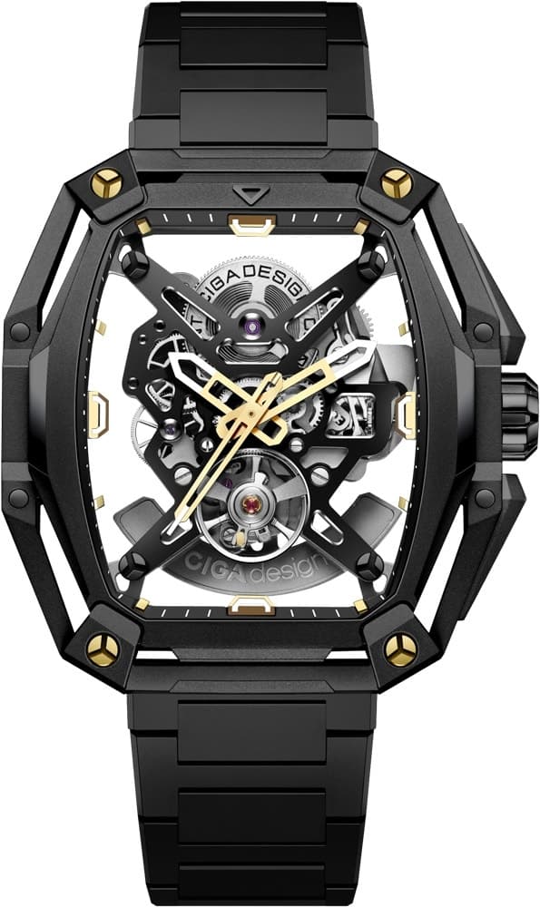 Relógio Masculino Ciga Design Z035-Bb02-W1B Skeleton Watch EDGE-Hunter Preto Dourado