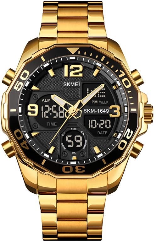 Relógio Skmei 1649 Dourado Preto Masculino