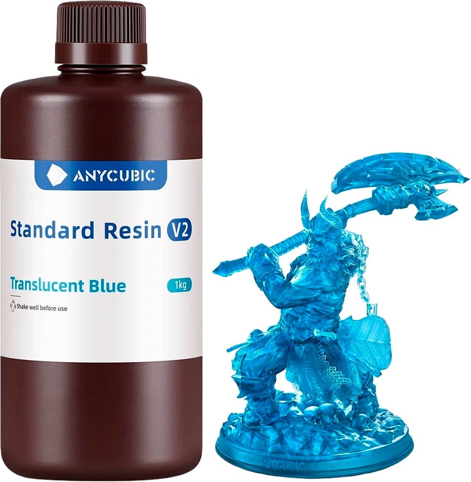 Resina Anycubic Standard V2 para Impressora 3D 1Kg - Azul Translúcido