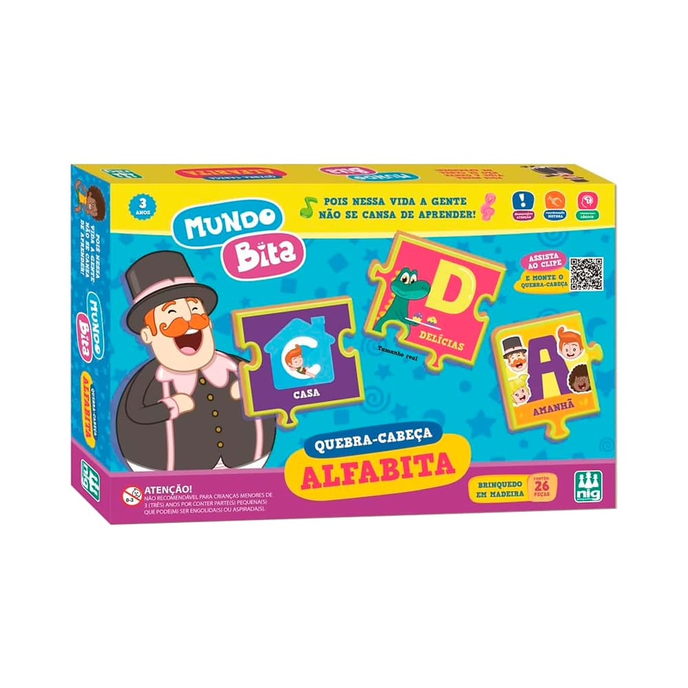 Quebra-Cabeça Nig Brinquedos Alfabeto Del Mundo Bita 26 Peças