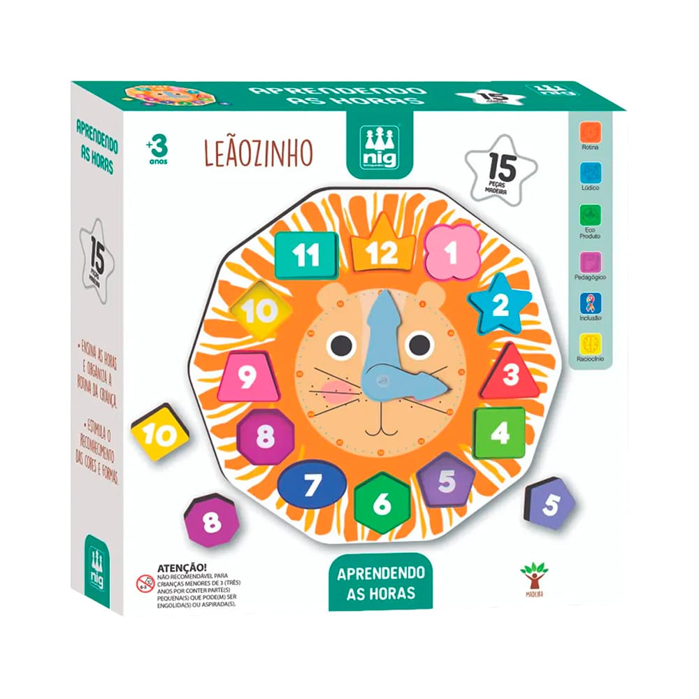 Quebra-Cabeça Nig Brinquedos Aprendendo As Horas 13 Peças