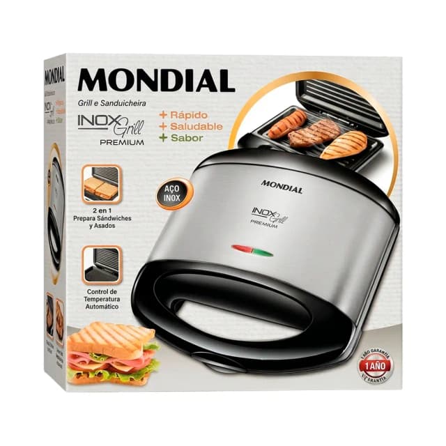 Sanduicheira Mondial Inox Grill Premium S-07 800W Preta 110V