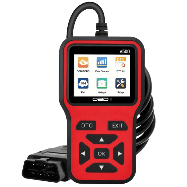 Scanner de Diagnóstico Automotivo Geral V500 Obd2 Universal para Verificar Códigos de Erro de Motor / Leitor Eobd para Carros - Vermelho/Preto
