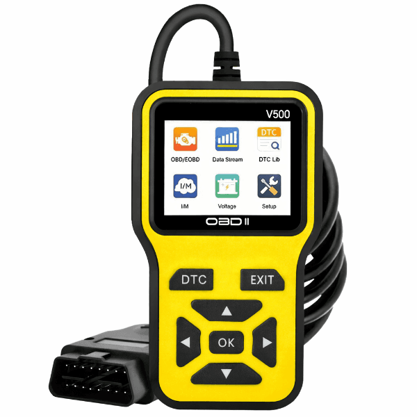 Scanner de Diagnóstico Automotivo Geral V500 Obd2 Universal para Verificar Códigos de Erro de Motor / Leitor Eobd para Carros Amarelo/Preto