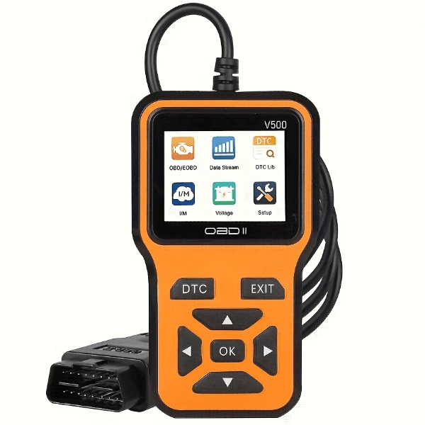 Scanner de Diagnóstico Automotivo Geral V500 Obd2 Universal para Verificar Códigos de Erro de Motor / Leitor Eobd para Carros - Laranja/Preto