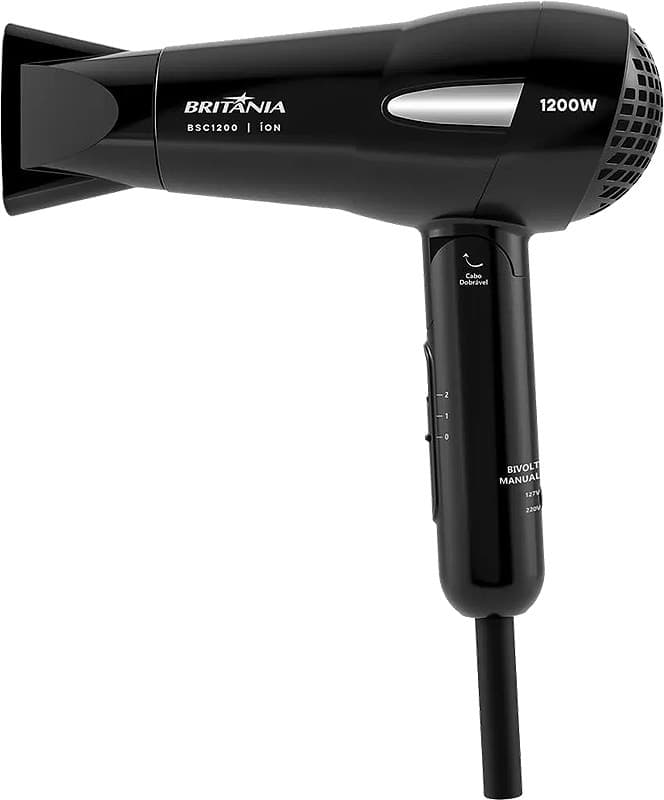 Secador de Cabelo Britania Bsc1200 1200W Bivolt 60Hz Preto