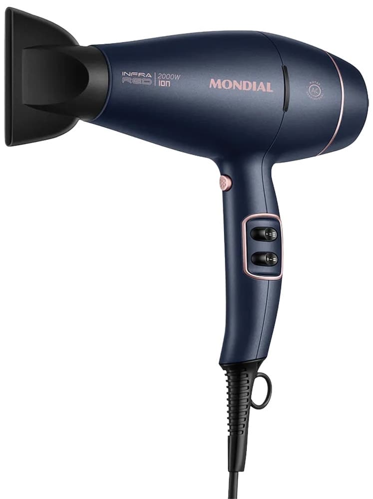 Secador de Cabelo Mondial Infra Red 100V~50Hz Azul/Golden Rose