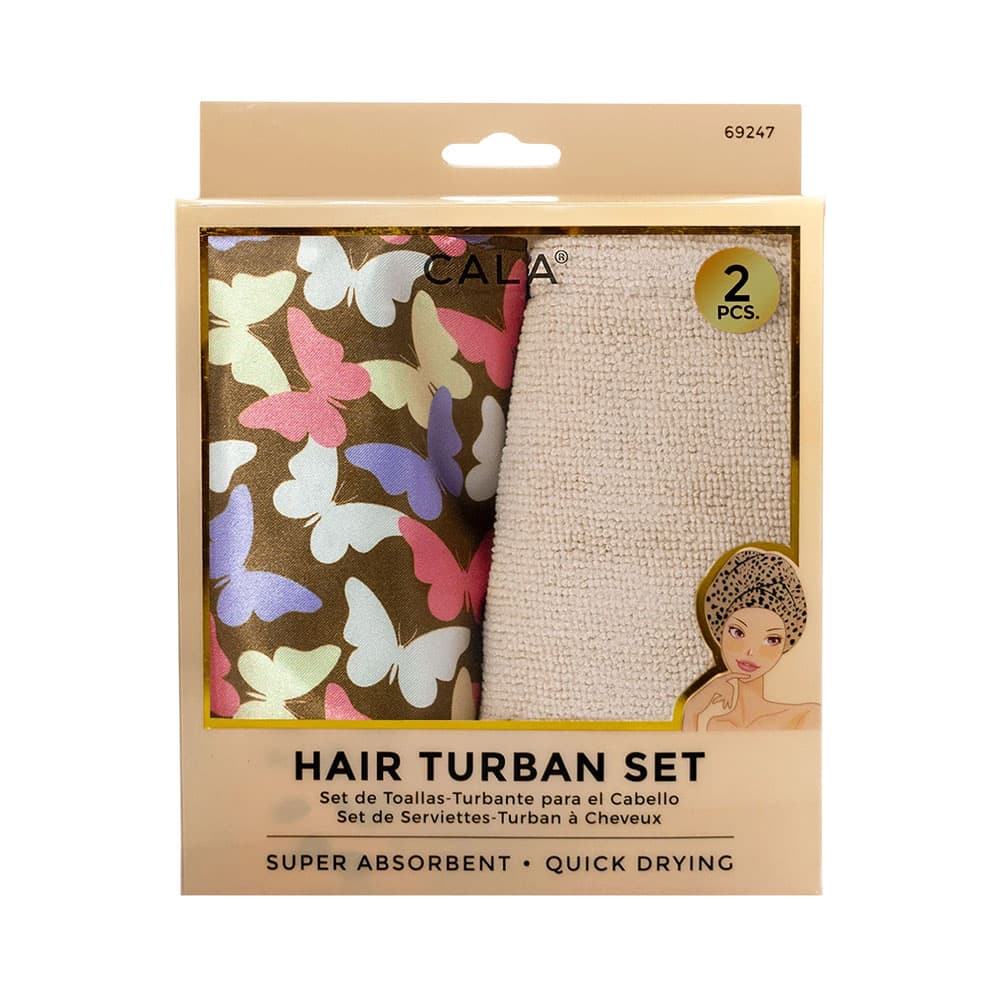 Conjunto de Touca de Banho e Turbante de Cabelo Cala Butterflies 2 Peças