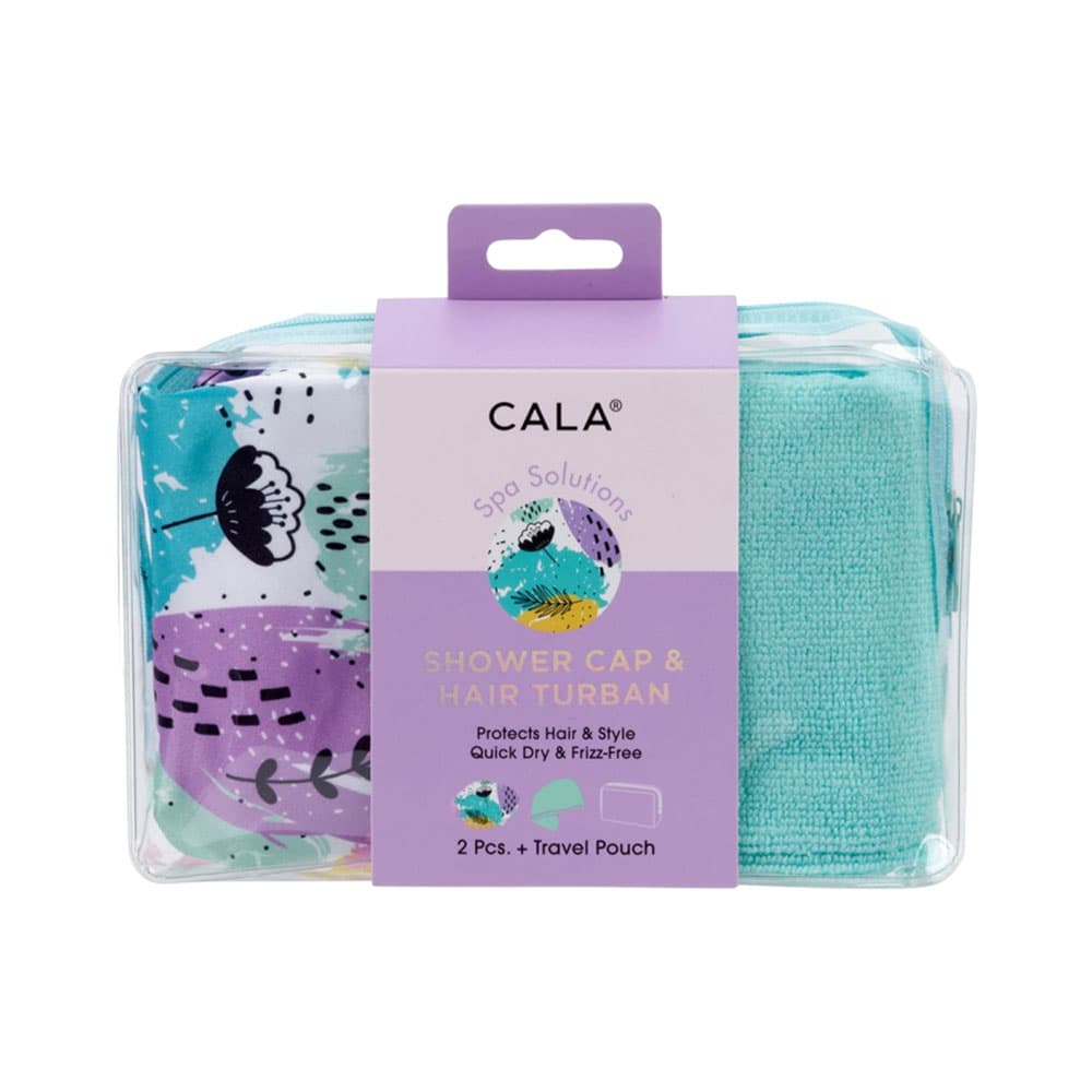 Touca de Banho e Turbante para Cabelo Cala Turquesa Abstrato 2 Peças