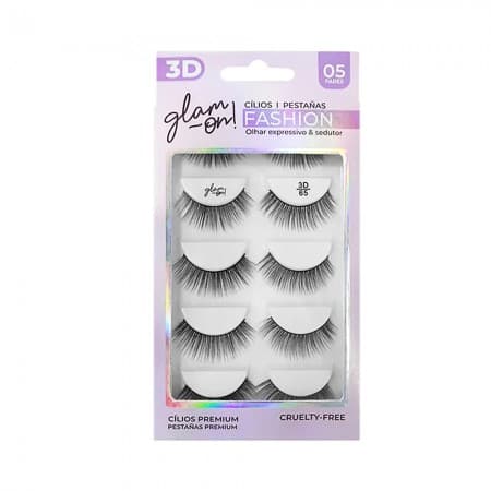 Cílios Postiços Glam On Fashion 3D 65 5 Pares