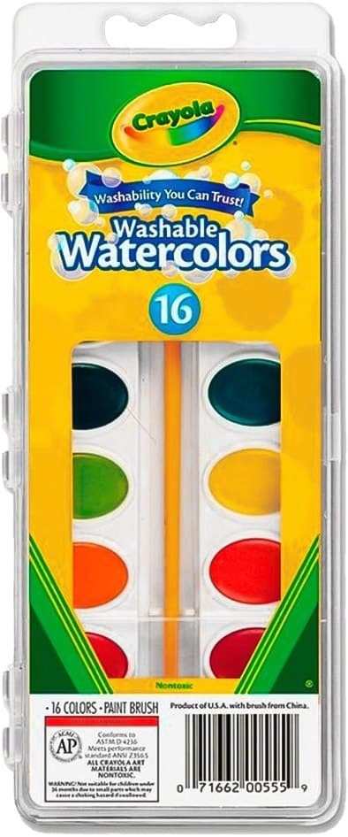 Conjunto de Aquarela Crayola Washable Watercolors 1127 (16 Cores)