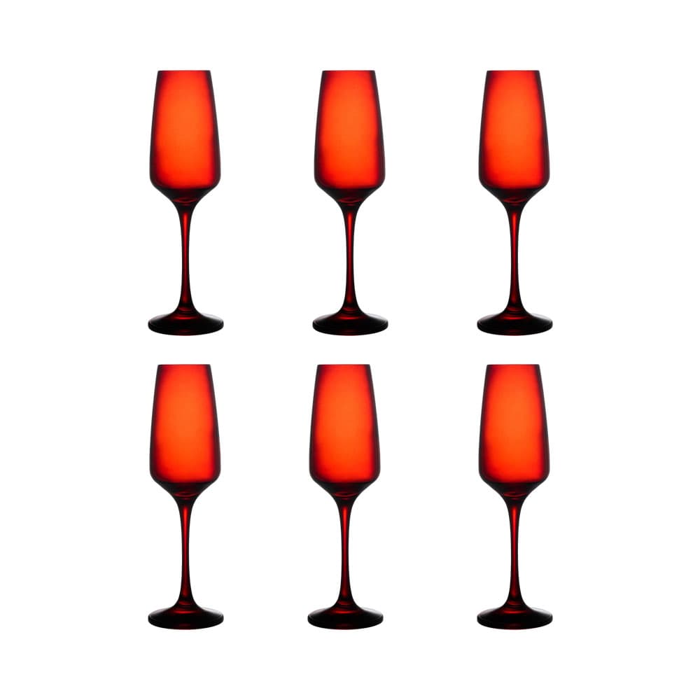 Conjunto de Copos para Champanhe Pasabahce Risus 440257 195ml Vermelho 6 Peças