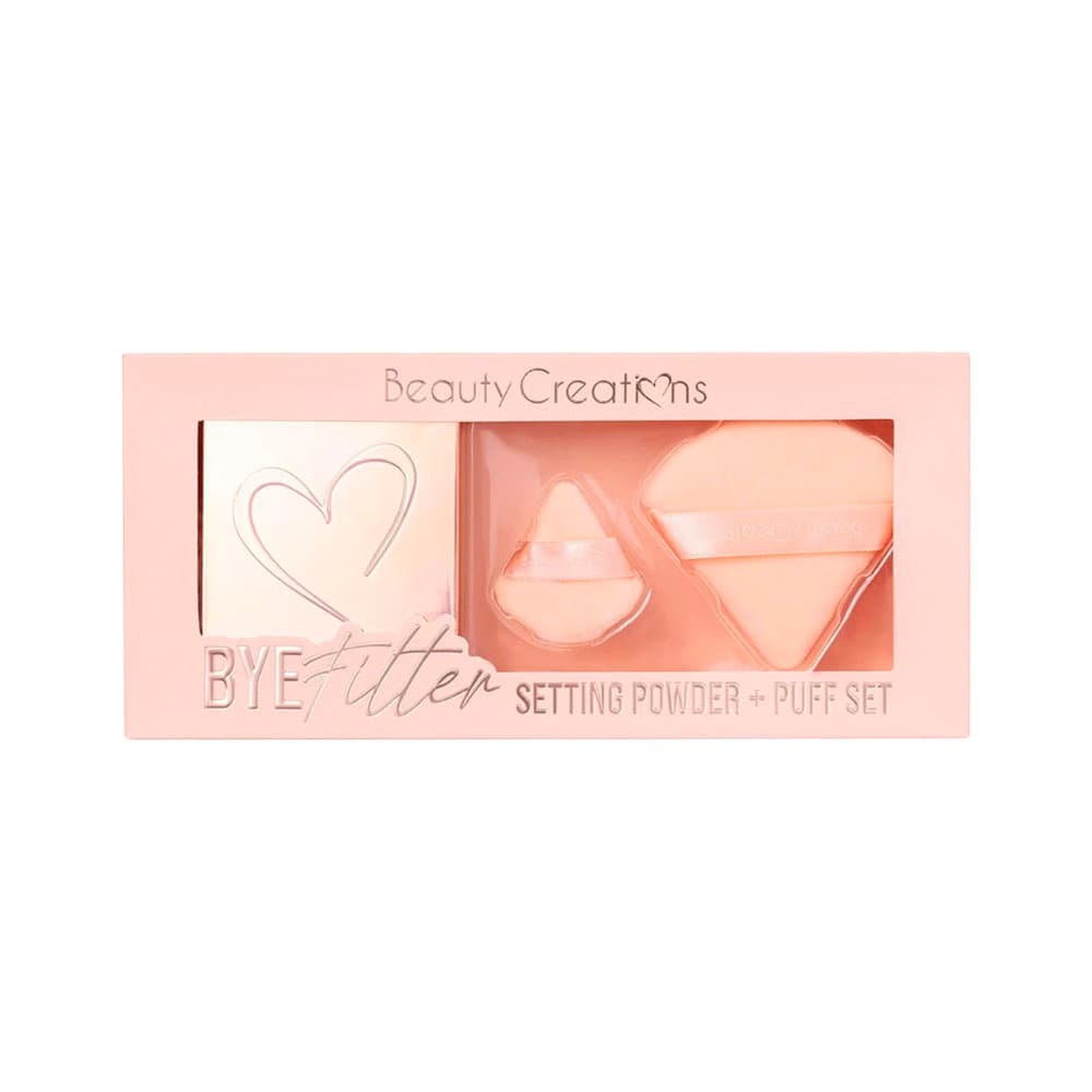 Pó Fixador Beauty Creations Bye Filter + Esponja Rosa Nuvem 3 Peças
