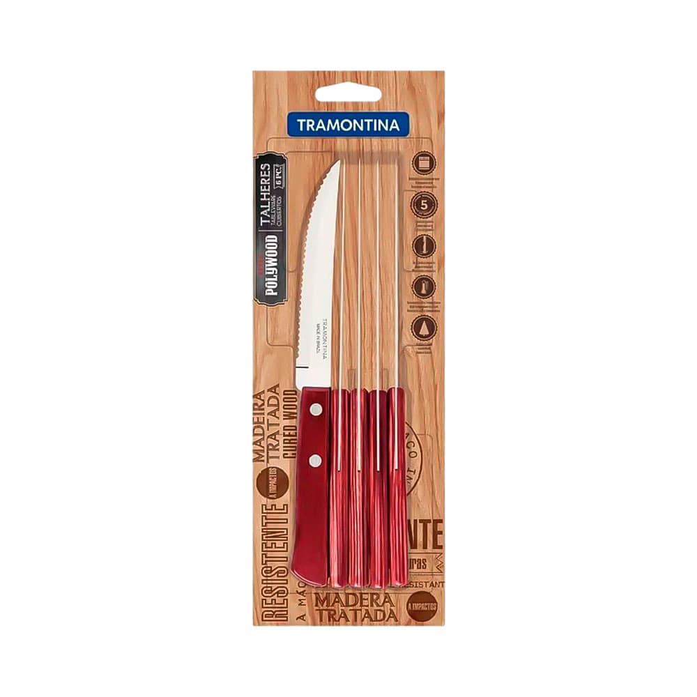 Conjunto de Facas Tramontina Churrasco 6 Peças Vermelho