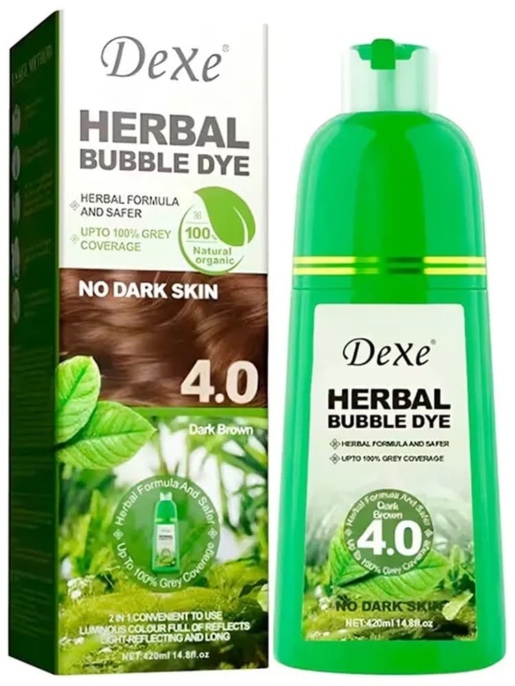 Shampoo Colorante Dexe Herbal Bubble Dye 4.0 Castanho Escuro - 420mL