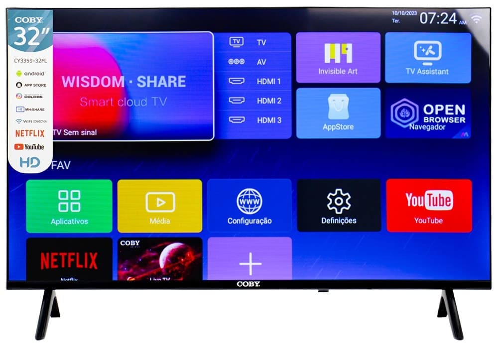 Smart TV LED Coby 32" Cy3359-32FL HD Digital WiFi Android 12