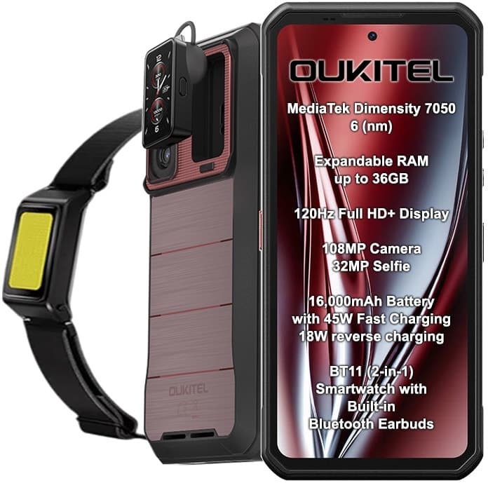 Celular Oukitel Wp300 5G Dual Sim 6.8" 12GB/512GB Vermelho (Smart Watch BT11 Incluído)