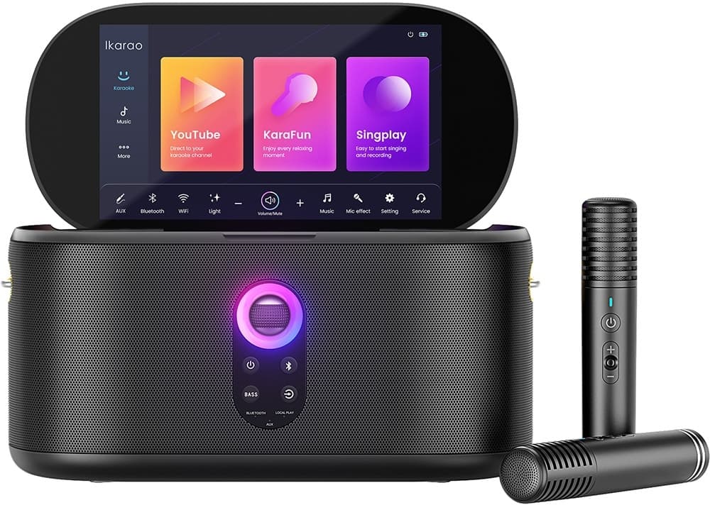 Speaker de Karaokê Joog Shell S1 180W Tela 10,1" 2X Microfones Sem Fio