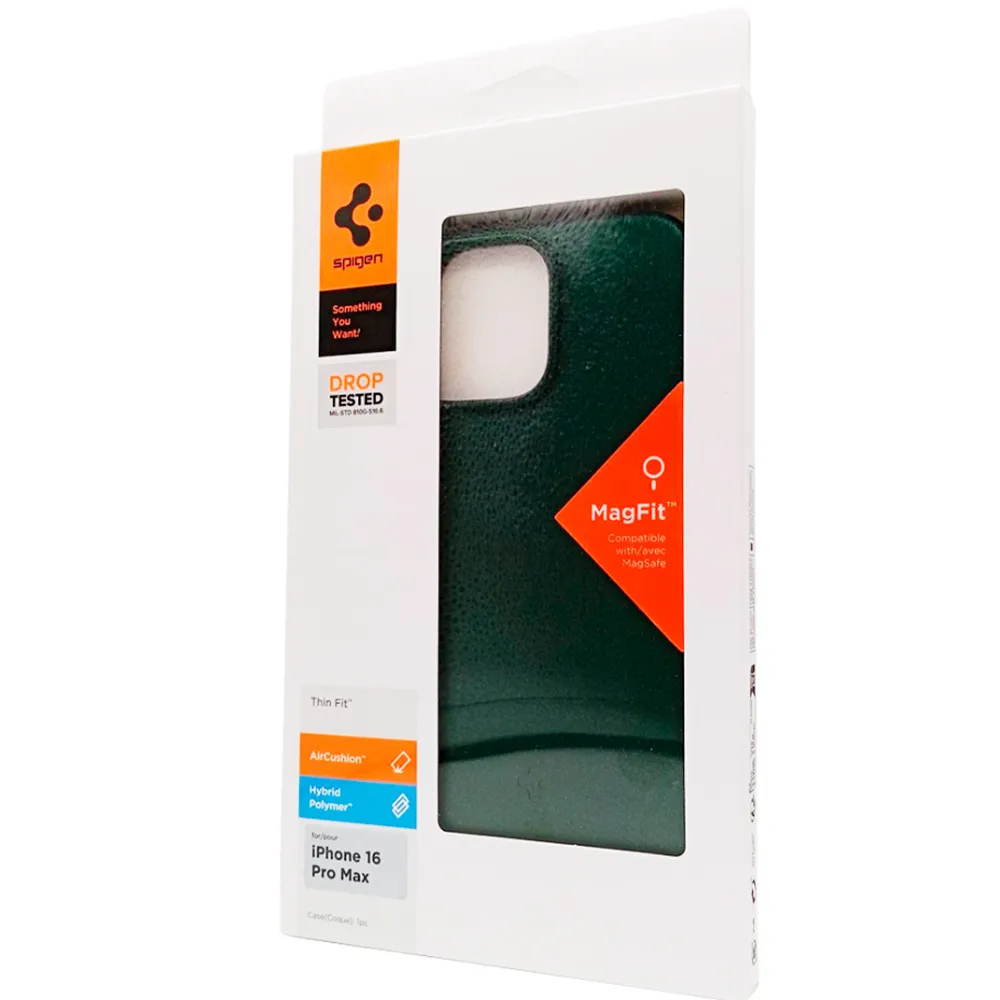 Capa Spigen Thin Fit Mag Fit para iPhone 16 Pro Max Abyss Green
