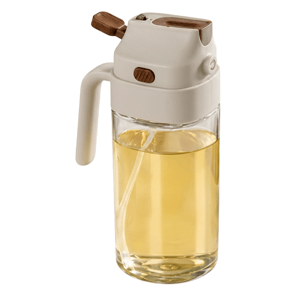 Pulverizador e Dispensador de Óleo Oiler Mz-132 500ml Vidro Bege