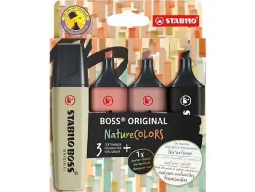 Marcador Stabilo Boss Nature Colors Estojo com 4 Cores