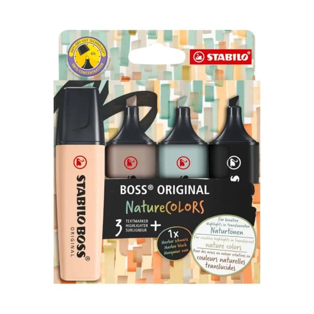 Marcador Stabilo Boss Nature Colors Estojo com 4 Cores