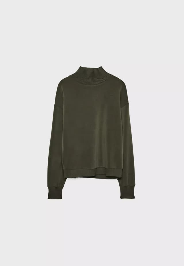 Blusa Manga Larga Feminina Stradivarius Verde Xs