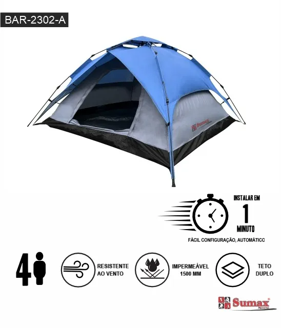 Barraca de Camping Sumax Bar-2302-A Poliéster 240X210X135CM Azul