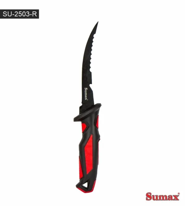 Faca de Pesca Sumax Su-2503-R Aço Inox Vermelho
