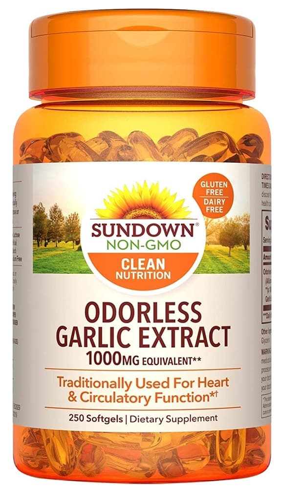 Extrato de Alho Sem Odor Sundown Naturals 1000MG 250 Cápsulas Em Gel