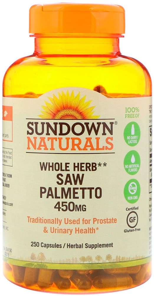 Cápsulas de Ervas Saw Palmetto 450MG Sundown Naturals 250