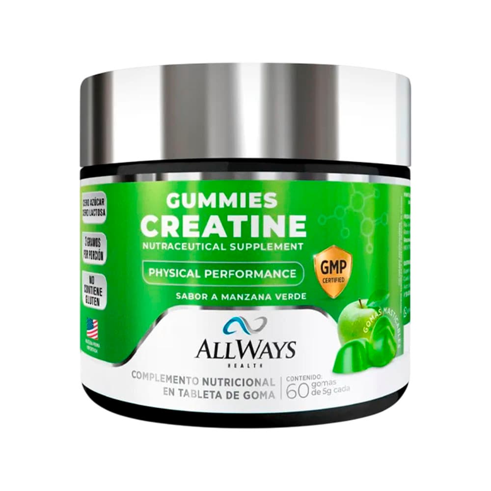 Gomas de Creatina Allways Maçã Verde 60 Unidades