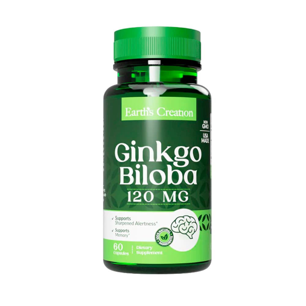 Suplemento Earth's Creation Ginkgo Biloba 120MG 60 Cápsulas