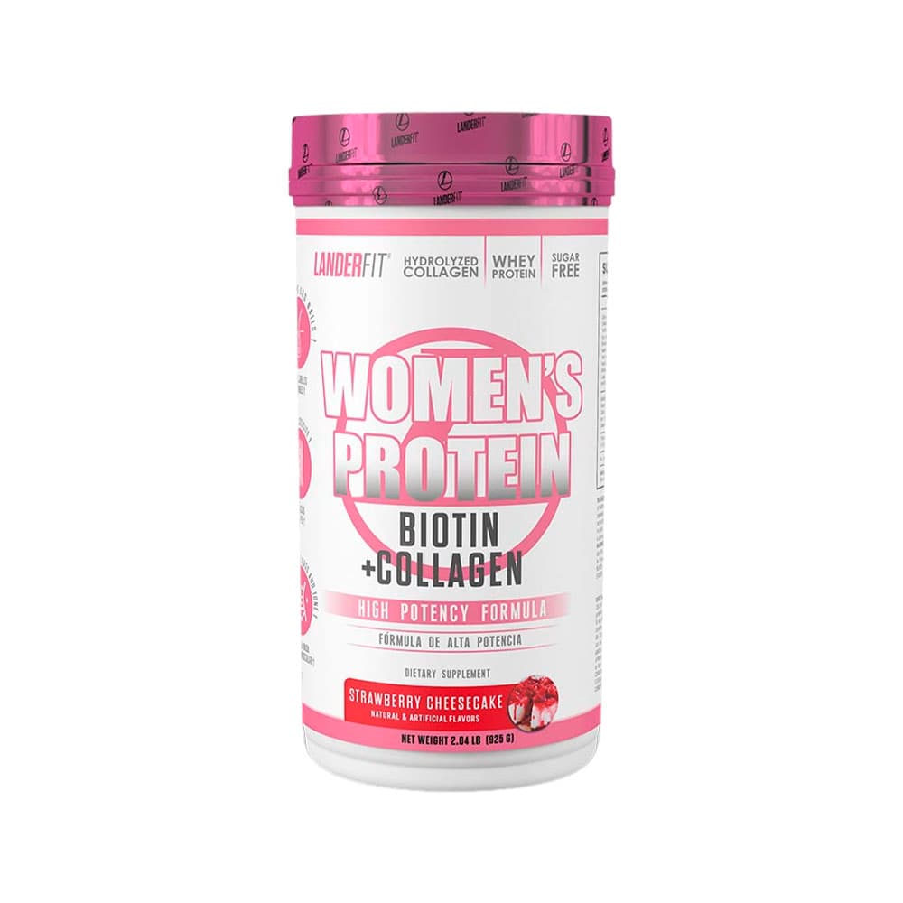 Suplemento Landerfit Women's Protein Biotin + Collagen Morango Cheesecake 925G