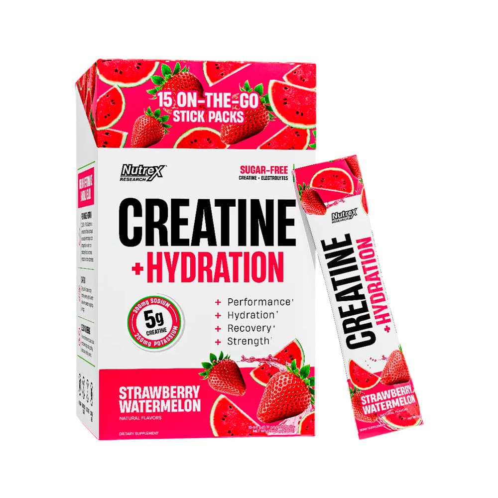 Suplemento Nutrex Creatine + Hydration Sabor Morango Melancia 15 Unidades