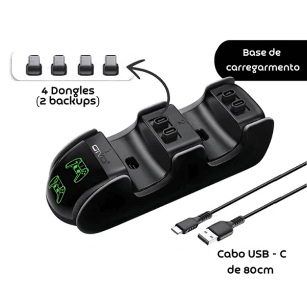 Suporte Carregador para Controle Ps5 Oivo Iv-P5207B Estação de Carga para Controle Ps5 5V - 1A Preto