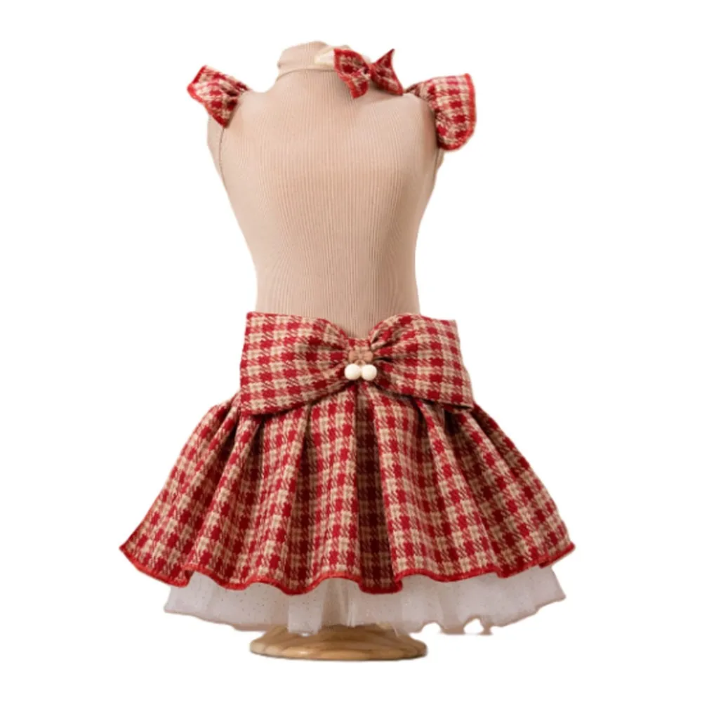 Vestido para Pet Sweet Pet Glamour Bege/chanel Vermelho 15731 Tam. Pp