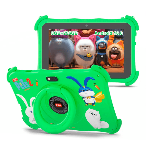 Tablet C Idea Cm89 Kids para Criança / 8GB + 256GB / Tela 7" / WiFi / Bluetooth / GPS / 5000Mah / 2.0MP+5.0MP / Android 16.0 - Verde