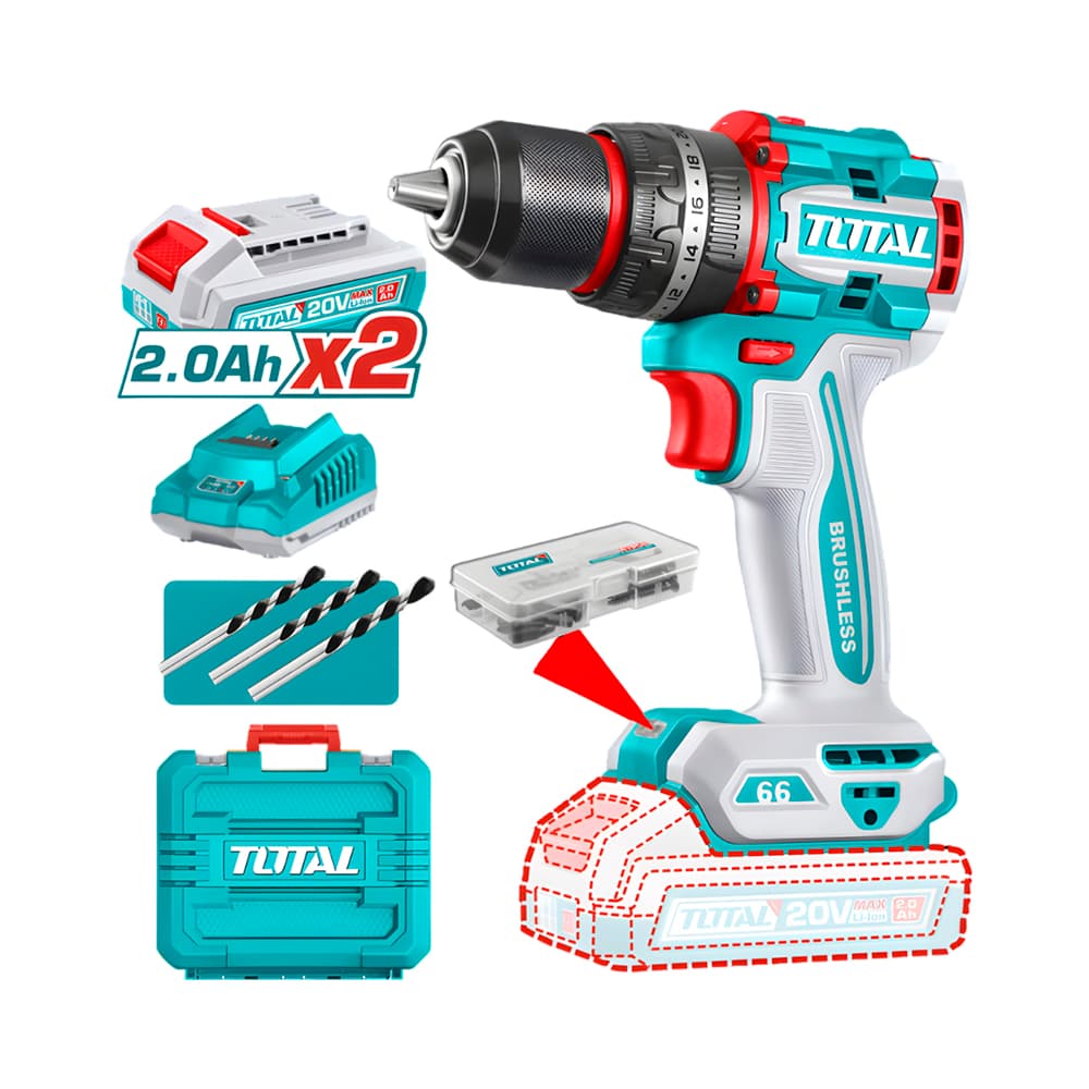 Furadeira de Impacto Sem Fio Total Tidli20668 20V 66N-M 220V